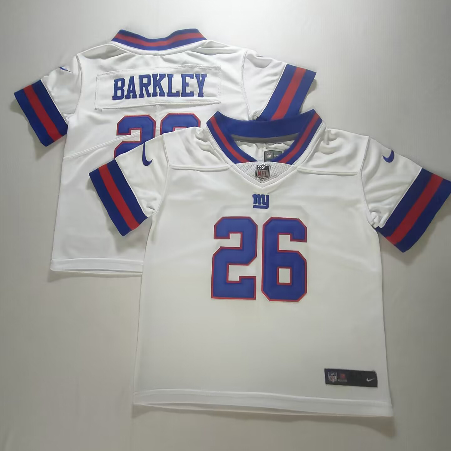 Toddler Nike Giants #26 Saquon Barkley White Stitched NFL Limited Rush Jersey